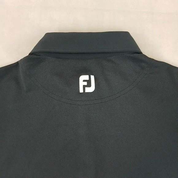 Footjoy Large Mens Polo Shirt Golf Stretch Knit Sand Point CC 24x30 Black - Picture 11 of 12